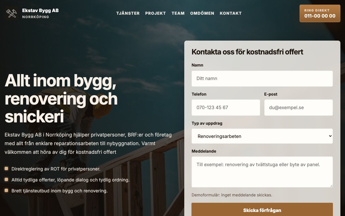 Förhandsvisning av demo: Ekstav
